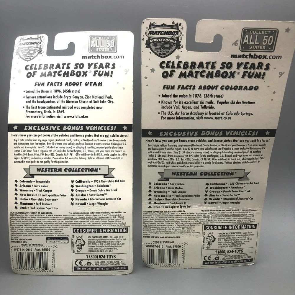 Matchbox Across America‎ 50th Birthday Utah Ford Explorer Colorado Snowmobile